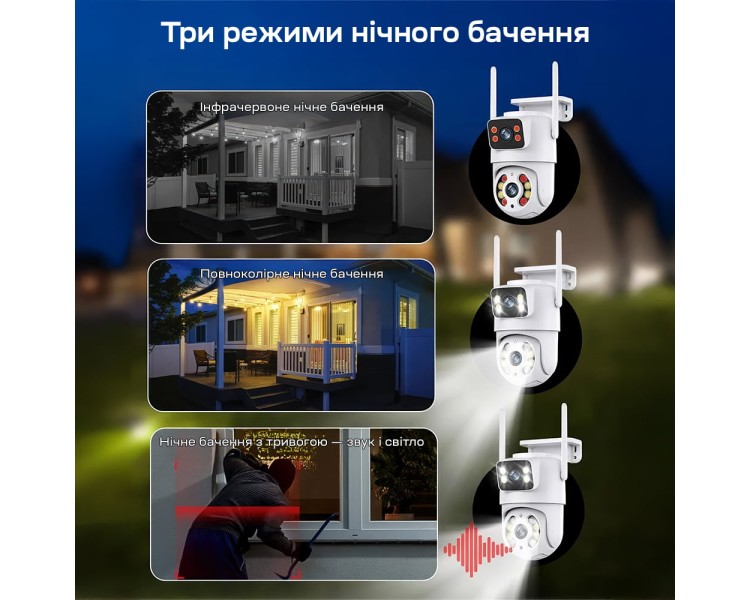 IP PTZ-відеокамера з WiFi 3Mp+3Mp Light Vision VLC-9130WI/2C (Tuya) f=3.6mm+3.6mm, ІЧ+LED-підсвічування, з мікрофоном