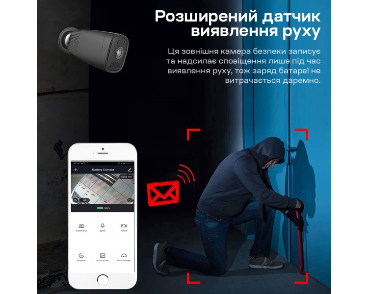 Автономна WiFi IP-відеокамера 2Mp Light Vision VLC-04IB Black з підтримкою Tuya, f=3.6mm, на акумуляторних батареях