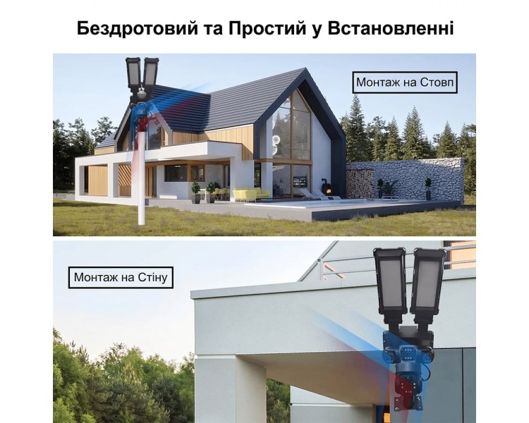 IP PTZ-відеокамера автономна з WiFi, прожектором та сонячною панеллю 3Mp+3Mp+3Mp Light Vision VLC-1223WIL/3C (Lamp+Solar) f=4mm, на акумуляторних батареях