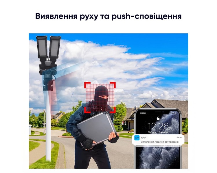 IP PTZ-відеокамера автономна з WiFi, прожектором та сонячною панеллю 3Mp+3Mp+3Mp Light Vision VLC-1223WIL/3C (Lamp+Solar) f=4mm, на акумуляторних батареях