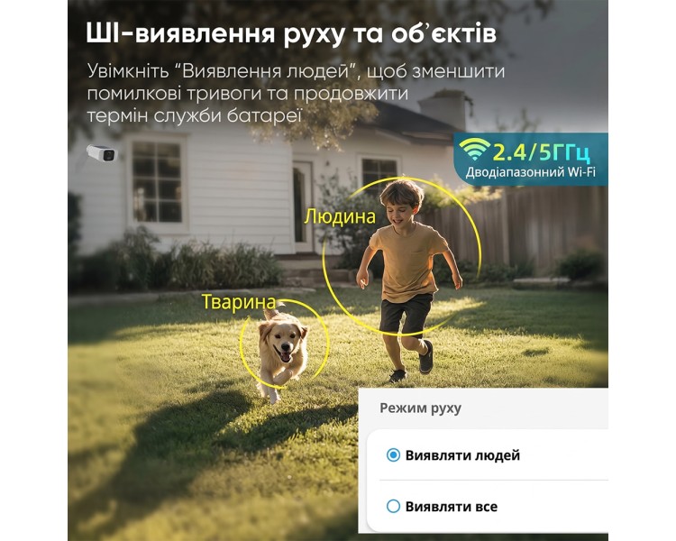 Автономна WiFi 2.4/5GHz IP-відеокамера з сонячною панеллю 5Mp Light Vision VLC-05IB-Solar (Tuya) White, f=2.8mm, на акумуляторних батареях 6000mAh