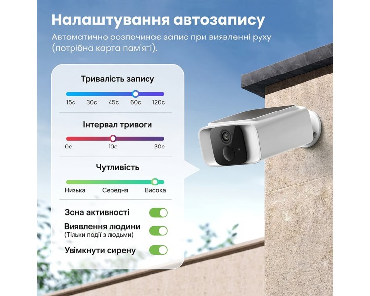 Автономна WiFi 2.4/5GHz IP-відеокамера з сонячною панеллю 5Mp Light Vision VLC-05IB-Solar (Tuya) White, f=2.8mm, на акумуляторних батареях 6000mAh