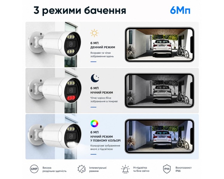 IP-відеокамера з WiFi 2.4/5GHz 6Mp Light Vision VLC-5206WI(Tuya) f=3.6mm, ІЧ+LED-підсвічування, з мікрофоном