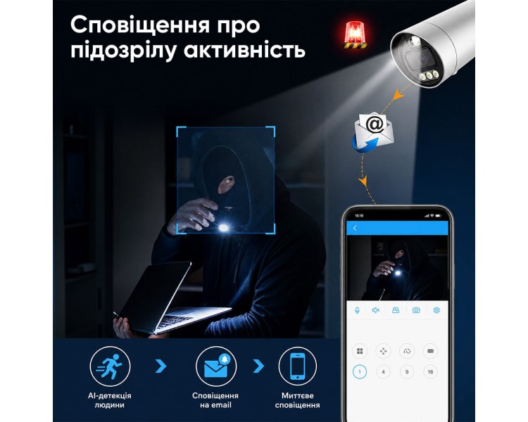 IP-відеокамера з WiFi 8Mp Light Vision VLC-5208WI(ICSee) f=3.6mm, ІЧ+LED-підсвічування, з мікрофоном