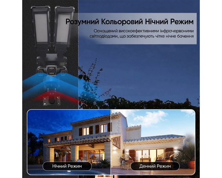 IP PTZ-відеокамера автономна з 4G, прожектором та сонячною панеллю 3Mp+3Mp+3Mp Light Vision VLC-1223IGL/3C (Lamp+Solar) f=4mm, на акумуляторних батареях