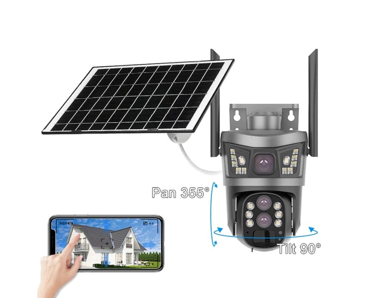 IP PTZ-відеокамера автономна з 4G та сонячною панеллю 3Mp+3Mp Light Vision VLC-9530IG10Z/2C3S (Solar) f=4+8mm, на акумуляторних батареях