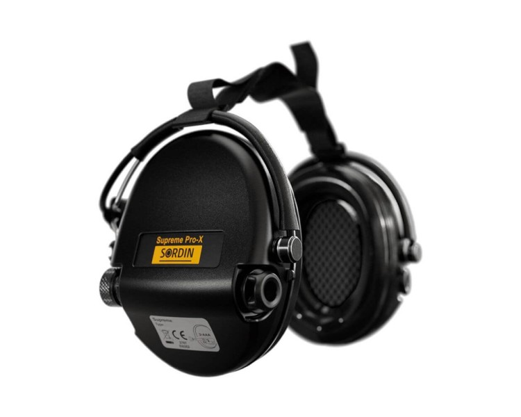 Активні навушники для стрільби Sordin Supreme Pro Neckband Black із заднім тримачем під шолом