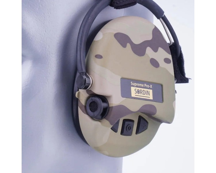 Активні захисні навушники Sordin Supreme Pro-X Neckband Multicam із заднім тримачем під шолом