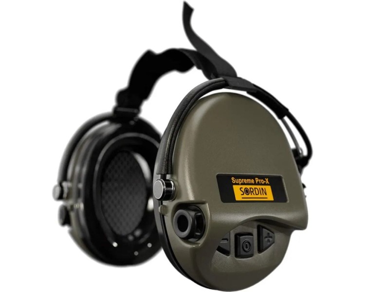 Активні захисні навушники Sordin Supreme Pro-X Neckband Olive із заднім тримачем під шолом