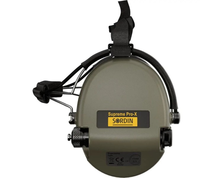 Активні захисні навушники Sordin Supreme Pro-X Neckband Olive із заднім тримачем під шолом