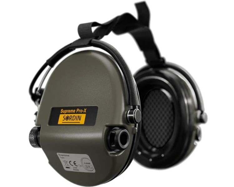 Активні захисні навушники Sordin Supreme Pro-X Neckband Olive із заднім тримачем під шолом