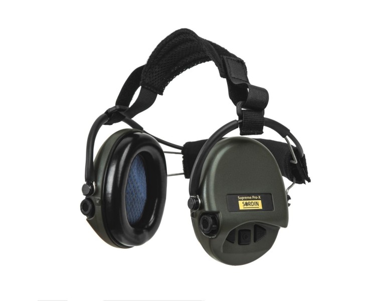 Активні захисні навушники Sordin Supreme Pro-X Neckband Olive із заднім тримачем під шолом
