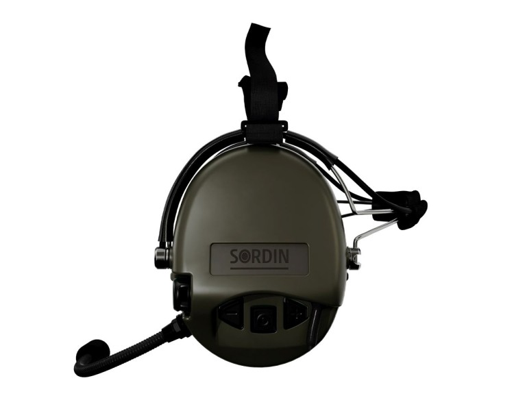 Активні навушники для стрільби Sordin Supreme Mil CC Neckband Green Nexus із заднім тримачем під шолом