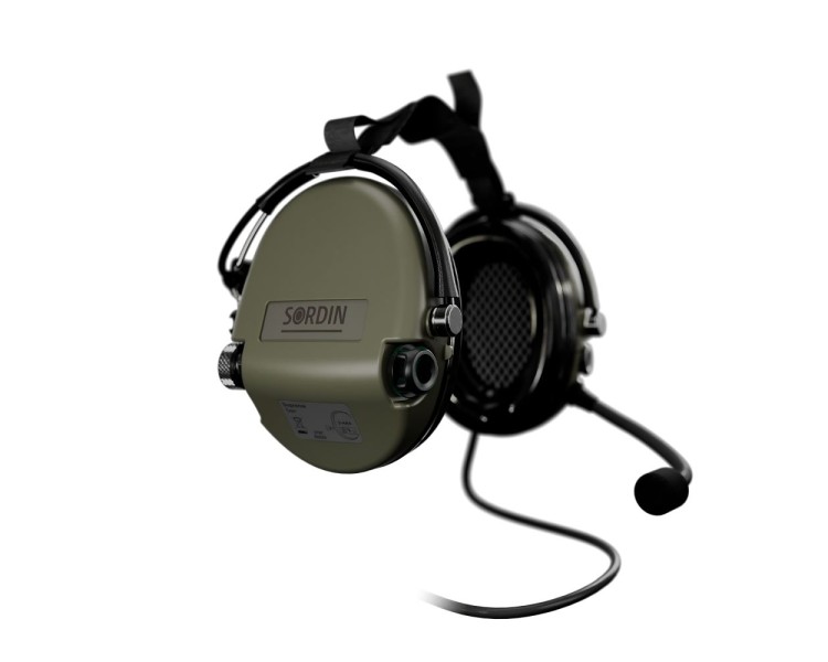 Активні навушники для стрільби Sordin Supreme Mil CC Neckband Green Nexus із заднім тримачем під шолом