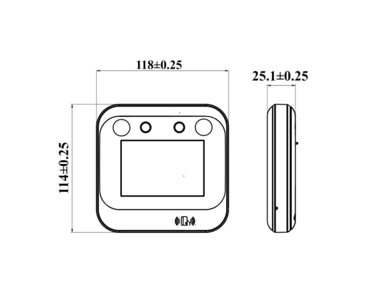 Біометричний термінал контролю доступу з WiFi 2Mp TVT TD-E2123-IC/PE/TP/WF з розпізнаванням облич і зчитувачем Mifare