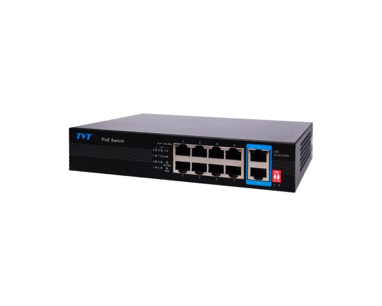 PoE-комутатор 10-портовий TVT TD-B2208S1-PGU з 8 портами PoE
