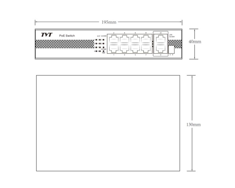 PoE-комутатор 10-портовий TVT TD-B2208S1-PGU з 8 портами PoE