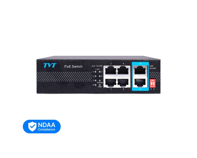 PoE-комутатор 6-портовий TVT TD-B2204S1-PEU з 4 портами PoE
