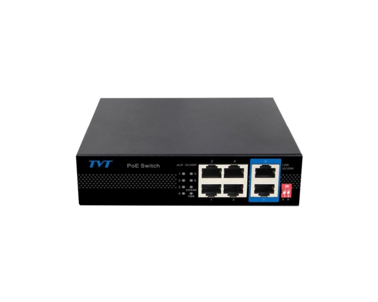 PoE-комутатор 6-портовий TVT TD-B2204S1-PEU з 4 портами PoE