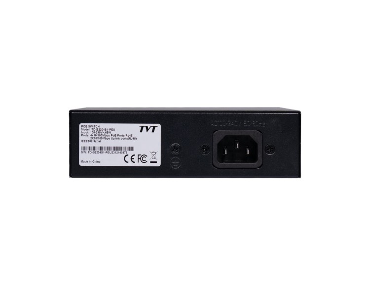 PoE-комутатор 6-портовий TVT TD-B2204S1-PEU з 4 портами PoE