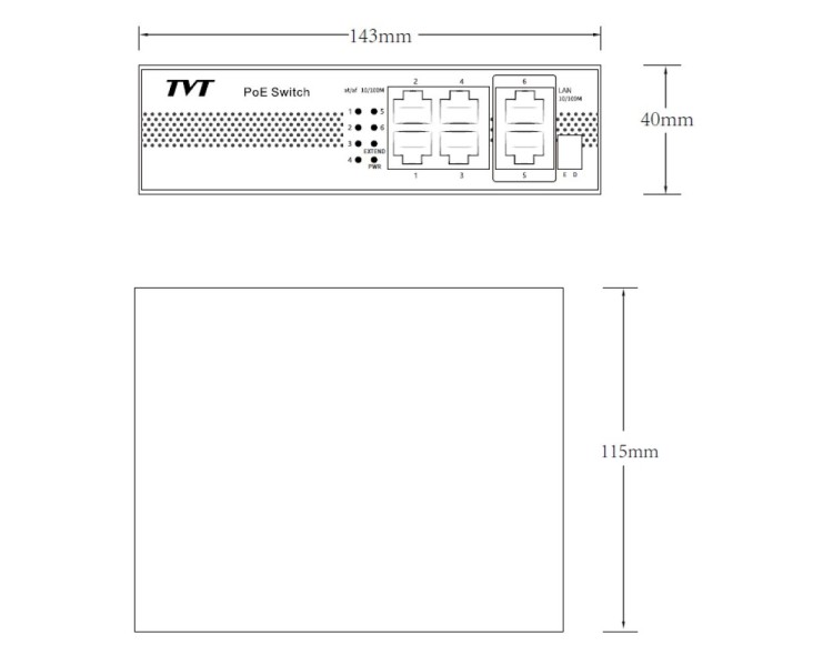 PoE-комутатор 6-портовий TVT TD-B2204S1-PEU з 4 портами PoE