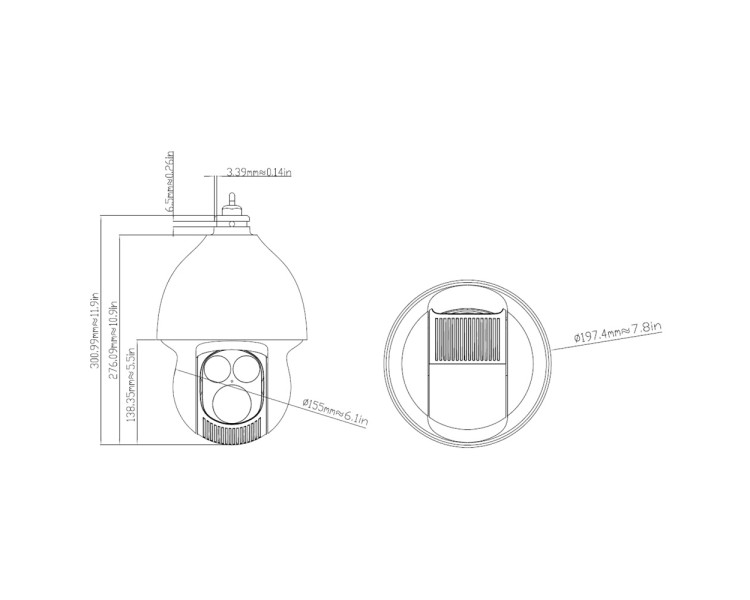 Тепловізійна IP-відеокамера TVT TD-5635E1-VT2(PE/432/VL30/25mm) Thermal 384*288 f=25mm Optical PTZ 4Mp f=4.8-154mm