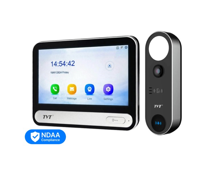 Комплект IP-відеодомофона з WiFi TVT TE-KT6101-001 Black: відеодомофон 7" TD-E2137-PE/TP/WF, відеопанель 2Mp TD-E3110-IC/PE/WF, кутовий кронштейн, монтажна коробка з козирком