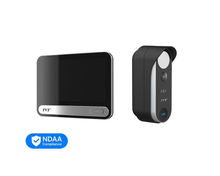 Комплект IP-відеодомофона з WiFi TVT TE-KT6101-001 Black: відеодомофон 7" TD-E2137-PE/TP/WF, відеопанель 2Mp TD-E3110-IC/PE/WF, кутовий кронштейн, монтажна коробка з козирком