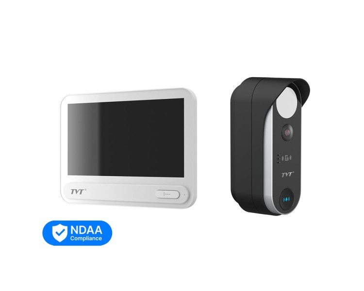 Комплект IP-відеодомофона з WiFi TVT TE-KT6101-001 White: відеодомофон 7" TD-E2137-PE/TP/WF, відеопанель 2Mp TD-E3110-IC/PE/WF, кутовий кронштейн, монтажна коробка з козирком