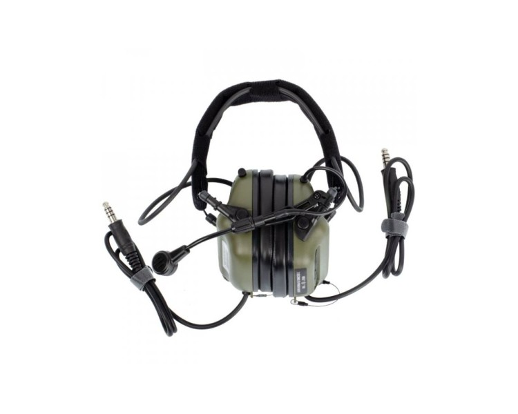 Активні захисні навушники Earmor M32 MARK3 DUAL COM (FG) Olive з гарнітурою