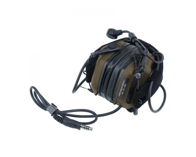 Активні захисні навушники Earmor M32X MARK3 ARC (CB) Coyote Brown з гарнітурою та кріпленням на шолом