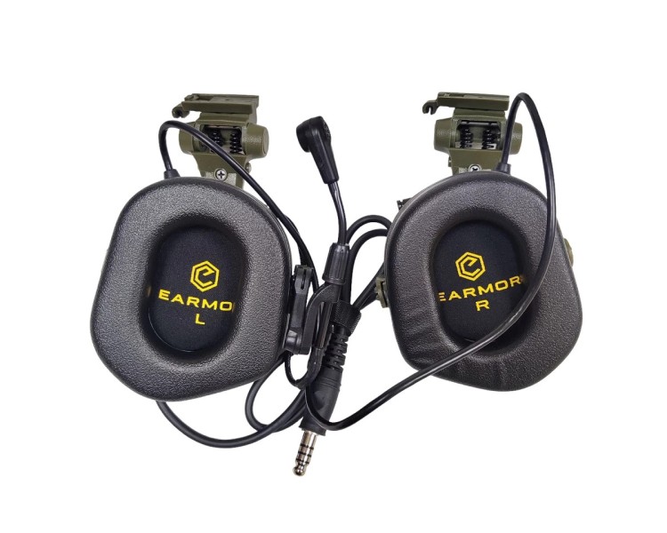 Активні захисні навушники Earmor M32X MARK3 ARC (FG) Olive з гарнітурою та кріпленням на шолом