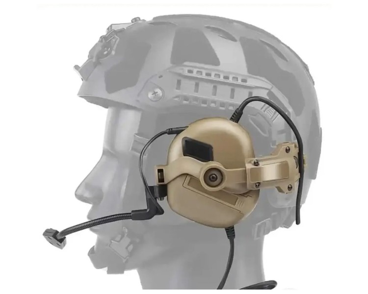 Активні захисні навушники Earmor M32H MARK3 ARC (CB) Coyote Brown з гарнітурою та кріпленням на шолом