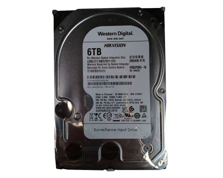 Жорсткий диск 3.5" 6TB 256MB Western Digital Purple WD63PURU-78