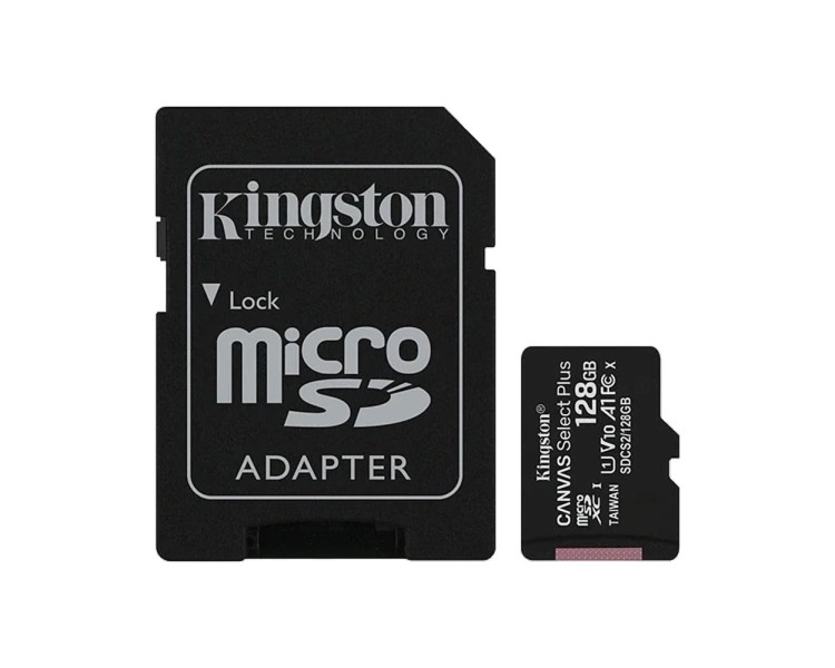 Карта пам'яті microSDXC 128GB Kingston Canvas Select Plus з SD-адаптером Class 10 UHS-I U1 V10 A1 (SDCS2/128GBSP) FullHD