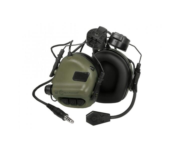Активні захисні навушники Earmor M32H (FG) Olive з гарнітурою та кріпленням на шолом