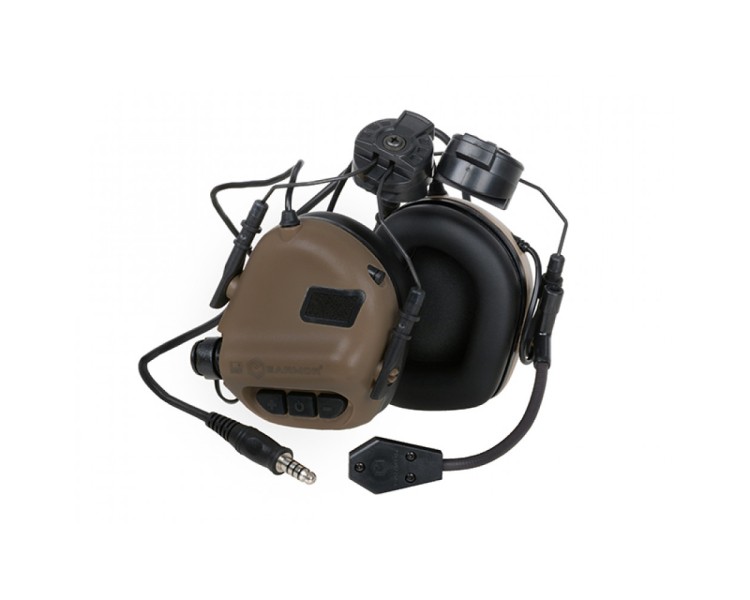 Активні захисні навушники Earmor M32H (CB) Coyote Brown з гарнітурою та кріпленням на шолом