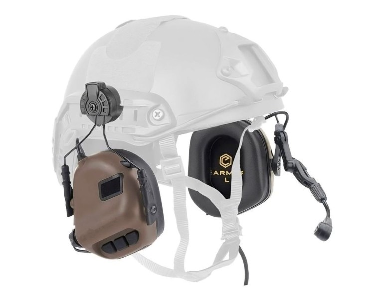 Активні захисні навушники Earmor M32H (CB) Coyote Brown з гарнітурою та кріпленням на шолом