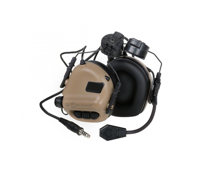 Активні захисні навушники Earmor M32H (TN) Tan з гарнітурою та кріпленням на шолом