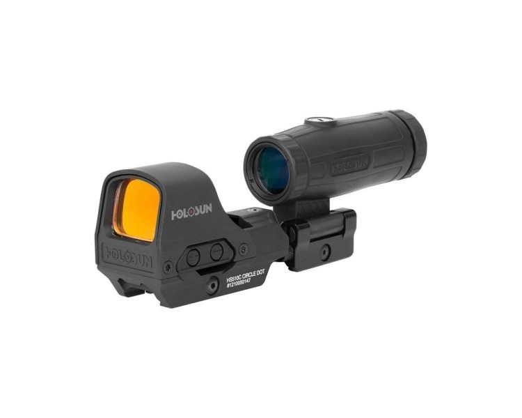 Коліматорний приціл Holosun HS510C 2MOA/65MOA red dot зі збільшувачем Holosun HM3X 3x
