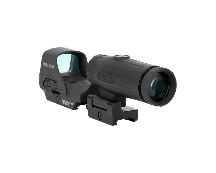 Коліматорний приціл Holosun HS510C 2MOA/65MOA red dot зі збільшувачем Holosun HM3X 3x