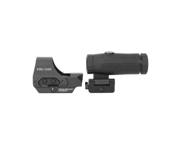 Коліматорний приціл Holosun HS510C 2MOA/65MOA red dot зі збільшувачем Holosun HM3X 3x