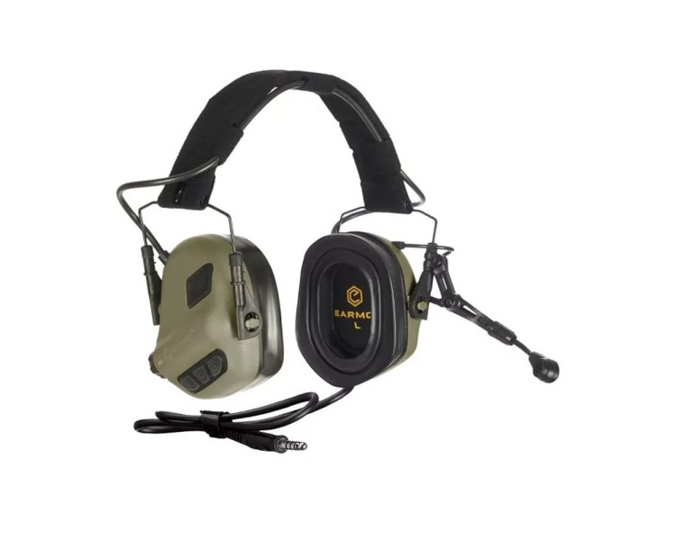 Активні захисні навушники Earmor M32X Plus (FG) Olive з гарнітурою та кріпленням на шолом