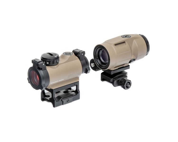 Коліматорний приціл Sig Sauer Romeo-MSR 2MOA red dot зі збільшувачем Juliet3-Micro 1-3X FDE