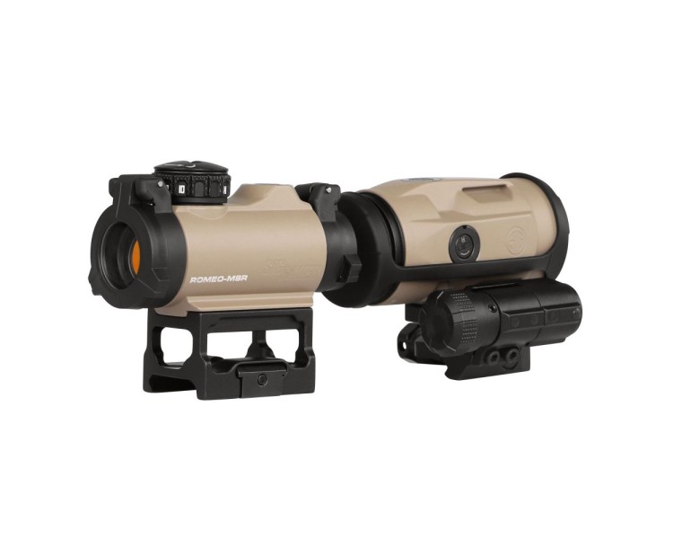 Коліматорний приціл Sig Sauer Romeo-MSR 2MOA red dot зі збільшувачем Juliet3-Micro 1-3X FDE
