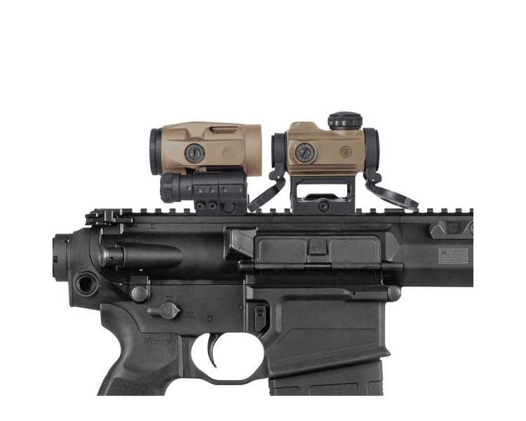 Коліматорний приціл Sig Sauer Romeo-MSR 2MOA red dot зі збільшувачем Juliet3-Micro 1-3X FDE
