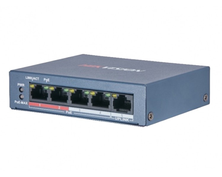 Hikvision DS-3E0105P-E/M(B) POE Комутатор 4 порти некерований