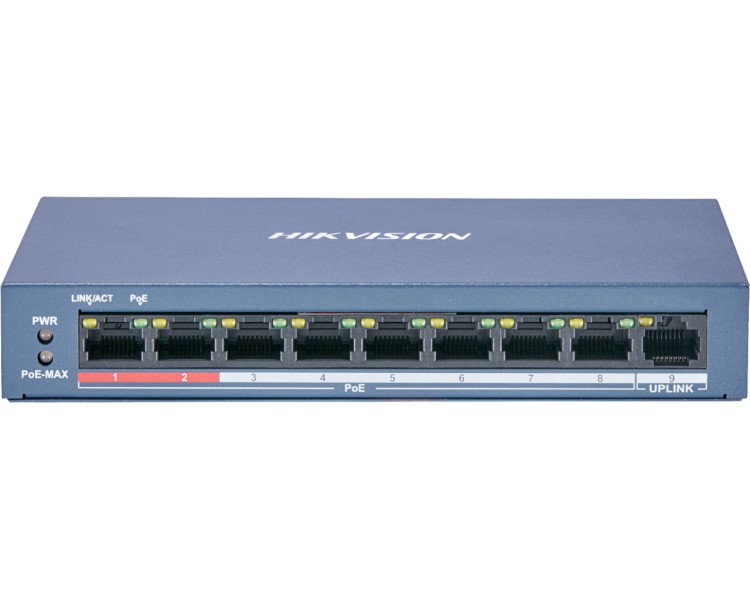 Hikvision DS-3E0109P-E/M(B) POE Комутатор 8 портів некерований