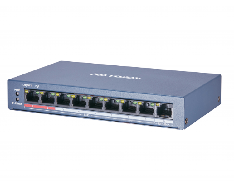 Hikvision DS-3E0109P-E/M(B) POE Комутатор 8 портів некерований