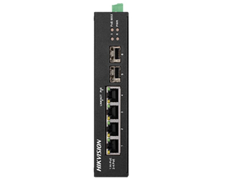 Hikvision DS-3T0506HP-E/HS POE Комутатор 4 порти некерований